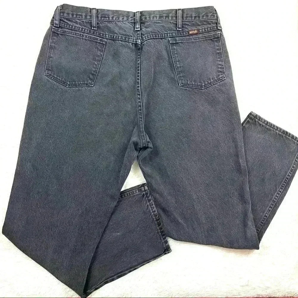 Rustler Vintage Black Super Faded Tapered Rustic Jeans Size 40X32‎